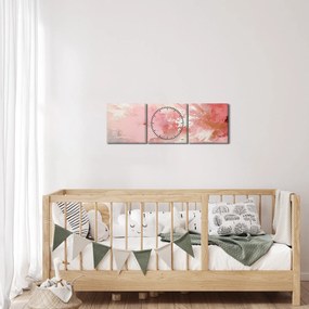 Tablou - Abstract roz (cu ceas) (90x30 cm)