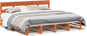 vidaXL Cadru de pat fără saltea, maro ceruit 200x200 cm lemn masiv pin