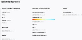 Spot LED incastrabil TULIPA White recessed downlight 7W 55° 4000K CRI90 triac IP44