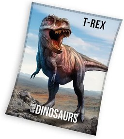 Dinozaur T-Rex pătură coral fleece polar 130x170cm