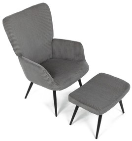 Fotoliu relaxare cu suport pentru picioare L7285GREY6, gri