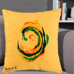 Perna Decorativa Vortex Abstract Colorat, 40x40 cm, Galben, Husa Detasabila, Perna Inclusa, BEKZ®