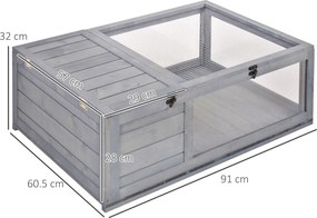 PawHut Căsuță Țestoase cu Panou Rabatabil și 2 Spații, Lemn și Oțel, 91x60,5x32 cm, Maro Deschis | Aosom Romania