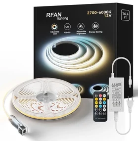 KIT Banda LED COB CCT, cu Telecomanda – 3 Tipuri de Lumina, 5m, 15W/m, 24V, Transformator 72W