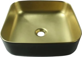 Lavoar pe blat Invena Malaga patrat 39 cm negru - auriu mat