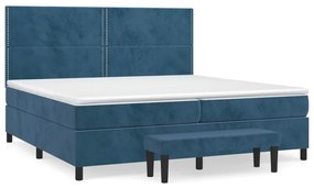 3137807 vidaXL Pat box spring cu saltea, albastru închis, 200x200 cm, catifea