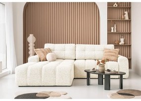 Colțar modular crem extensibil/cu spațiu de depozitare (cu colț pe partea stângă) Lulu – Miuform