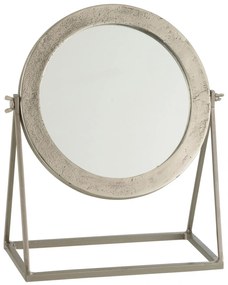 Oglinda Round, Metal, Argintiu, 34x29x15 cm