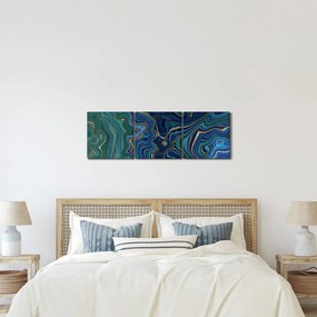 Tablou - Marmură verde- albastru (cu ceas) (90x30 cm)