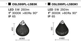 Lampa portabila cu baterii, iluminat decorativ exterior Plet 48cm