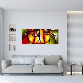 Tablou - Pictură în ulei, chipuri abstracte (120x50 cm)