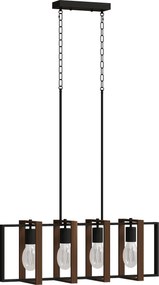 HOMCOM Candelabru Suspendat Rustic cu 4 Cadre Rotative și Lanț Regulabil, 80x21x90-130 cm, Negru și Nuc | Aosom Romania