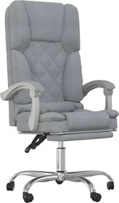 vidaXL Fotoliu de birou rabatabil cu masaj, gri deschis, textil
