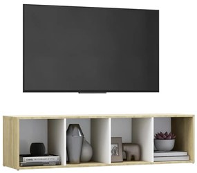 Comoda TV, alb si stejar Sonoma, 142,5x35x36,5, PAL 1, alb si stejar sonoma, 142.5 x 35 x 36.5 cm