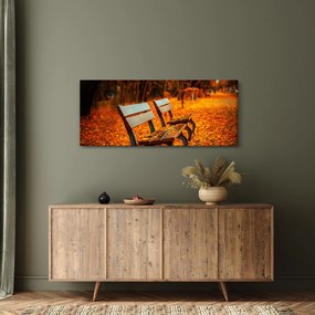 Tablou cu banca toamna (120x50 cm)