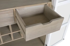 Bar din lemn de ulm și sticlă, alb, finisaj natural, 149 x 98 x 42 cm, „Vallon”
