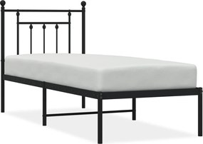vidaXL Cadru de pat metalic cu tăblie, negru, 75x190 cm