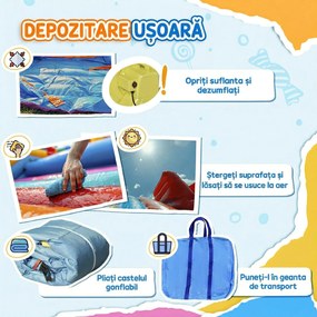 Castel Gonflabil 4 in 1 Outsunny pentru Copii de la 3 la 8 ani cu Tobogan, Trambulina, Piscina si Pompa inclusa, 265x260x200cm | Aosom Romania