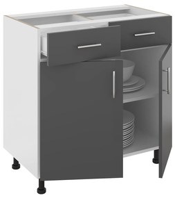 Corp Baza Karo, 2 Sertare, 2 Usi, Antracit/Alb, 80 x 50 x 80 cm