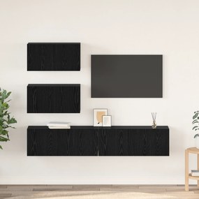 vidaXL Set de Dulapuri pentru TV 4 pcs Stejar negru 80 x 30 x 30 cm
