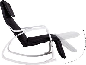 Scaun balansoar alb negru cu suport pentru picioare reglabil