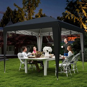Outsunny Gazebo 3x3 m Pliabil Pop Up cu Înălțime Reglabilă, UV50+, Gazebo de Grădină cu Lumină Centrală și USB, Telecomandă, Geantă de Transport, pentru Exterior, Camping, Petreceri, Negru | Aosom Romania