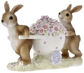 Figurina iepurasi cu flori din rasina 16 cm x 11 cm