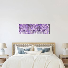 Tablou - Frunze violet în tencuială (cu ceas) (90x30 cm)
