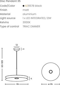 Lustra. Pendul LED negru DISC 35