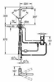 Baterie bucatarie cu dus extractibil Grohe Minta Touch crom