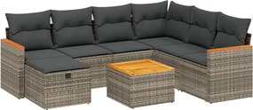 vidaXL Set canapele de grădină cu perne, 8 piese, gri, poliratan