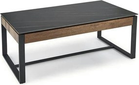 Masuta cafea RAMONA, negru cu efect de marmura/nuc, 121x61x45 cm
