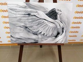 Tablou îngerul liber în design alb-negru