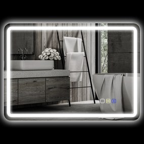 HOMCOM Oglinda de baie cu iluminare LED, pad anti-întunecare, 3 culori reglabile, culoare argintie | Aosom Romania
