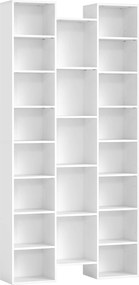 HOMCOM Bibliotecă Modernă din Lemn, Înălțime 181 cm, cu 21 Compartimente și 10 Rafturi Reglabile, Alb | Aosom Romania