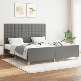 3125390 vidaXL Cadru de pat cu tăblie, gri închis, 160x200 cm, textil