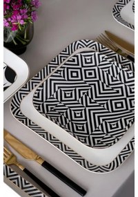 Set veselă 26 piese, porțelan, alb/negru