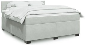 vidaXL Pat box spring cu saltea, gri deschis, 180x200 cm, catifea