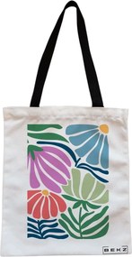 Sacosa de Panza pentru Cumparaturi, Geanta Tote, Boho Style 10, Cu fermoar, 38x34.5 cm, Alba, BEKZ®