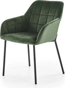 Scaun K305, verde inchis/negru, stofa catifelata/metal, 58X57X80 cm