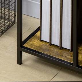 Biblioteca in stil industrial modern cu 4 rafturi, rafturi din lemn si metal pentru sufragerie si birou, 83x34x180cm maro HOMCOM | Aosom RO