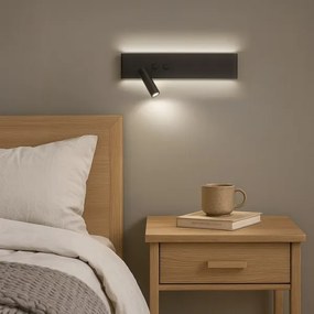 Aplica spot LED de perete RESORT, 10W/230V + 3W, negru, stânga