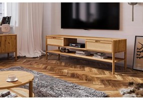 Masă TV din lemn de stejar 204x64 cm Pola - The Beds