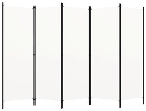 320723 vidaXL Paravan de cameră cu 5 panouri, alb, 250 x 180 cm