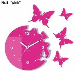 Ceas de perete modern cu fluturi Roz
