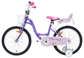 Bicicleta pentru copii NOVOKIDS™ Splend'Or Boom PRO Edition, Cu cosulet pentru papusi, Roti 20" inch, Maxim 50 kg, Cadru din otel, Roti ajutatoare
