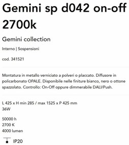 Lustra LED suspendata design circular Gemini sp d042 on-off 2700k alba