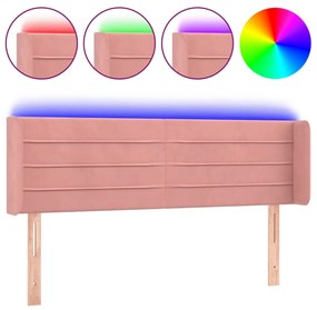 Tablie de pat cu LED, roz, 147x16x78 88 cm, catifea 1, Roz, 147 x 16 x 78 88 cm