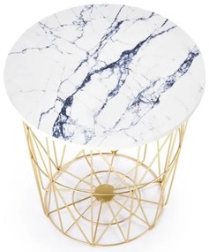 Măsuță de cafea HARISSA 41x42 cm auriu/alb decor marmorat