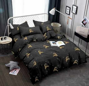 Lenjerie de pat din microfibra neagra GOLDEN DEER Dimensiune lenjerie de pat: 2 buc 70 x 90 cm | 200 x 220 cm